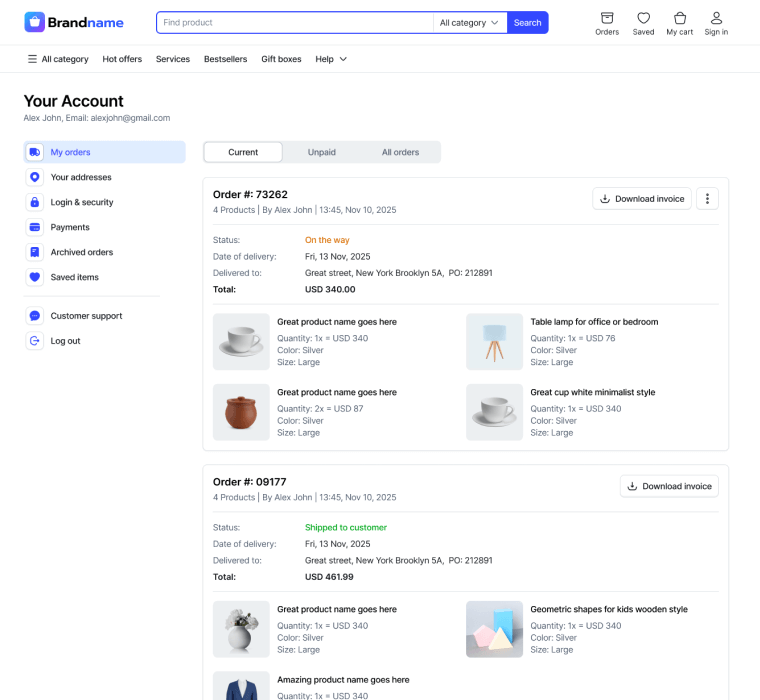Home page template screenshot