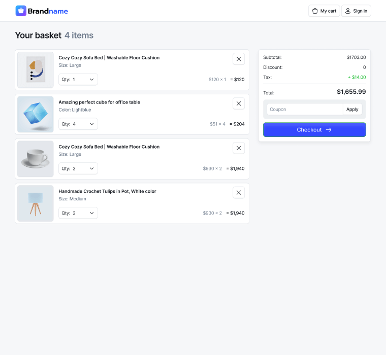 Home page template screenshot