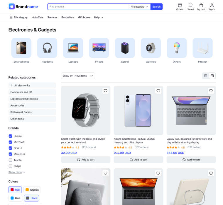 Home page template screenshot