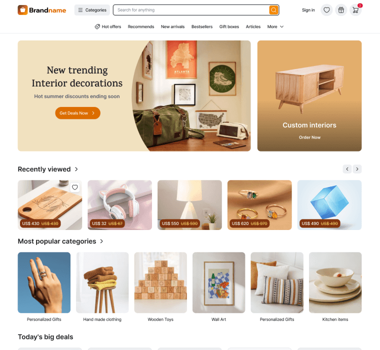 Home page template screenshot