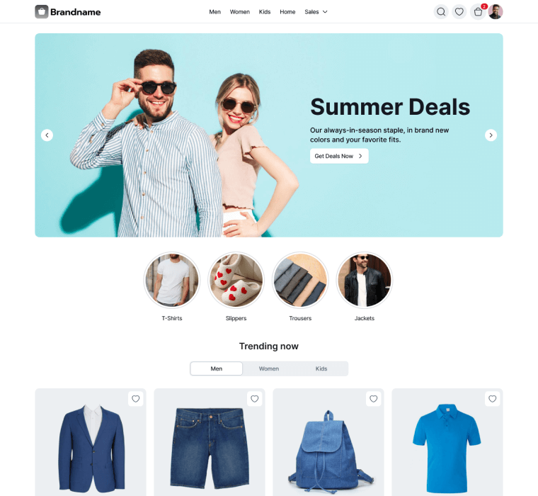Home page template screenshot