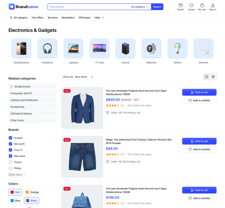 Home page template screenshot
